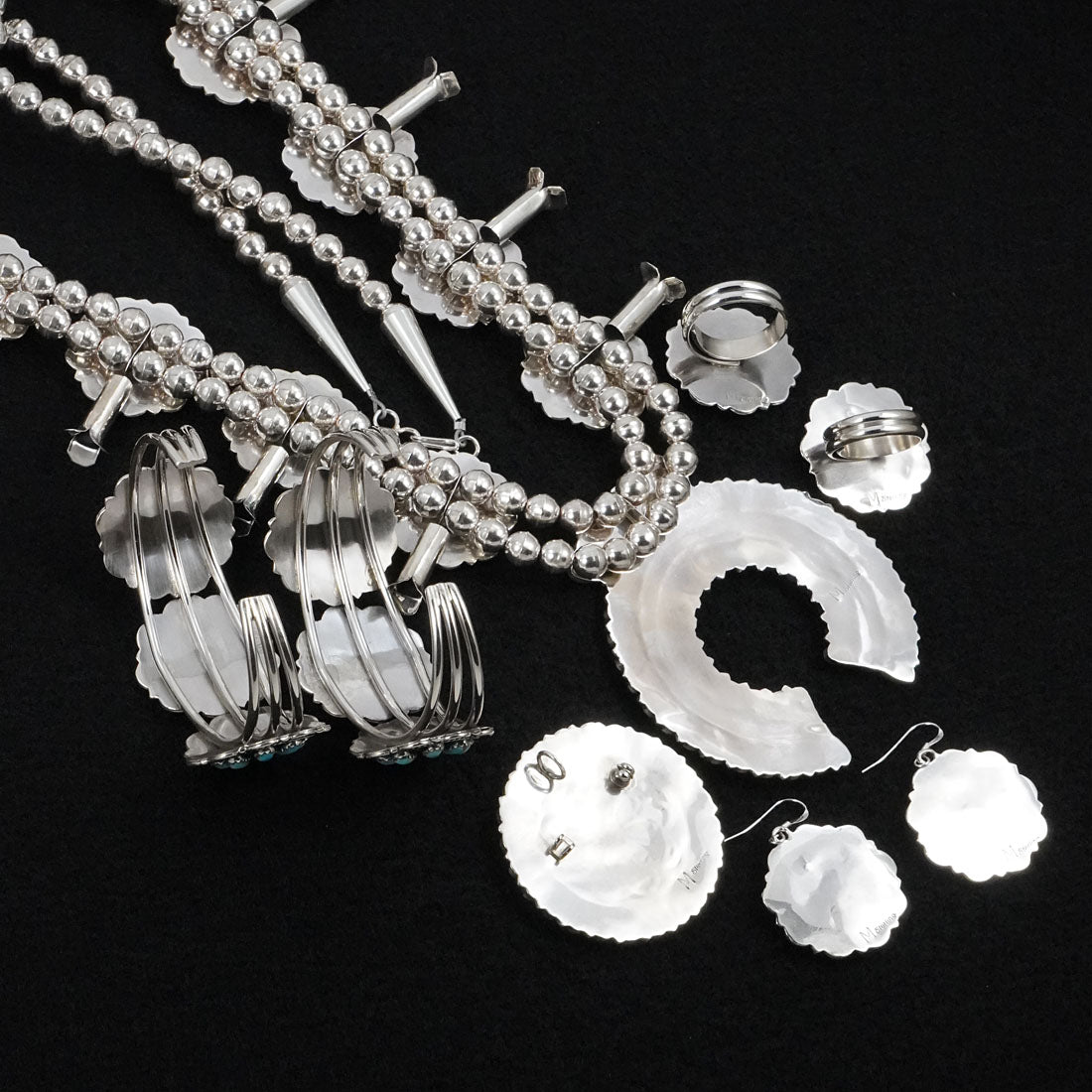 Gerald Mitchell Turquoise & Sterling Silver Squash Blossom Set