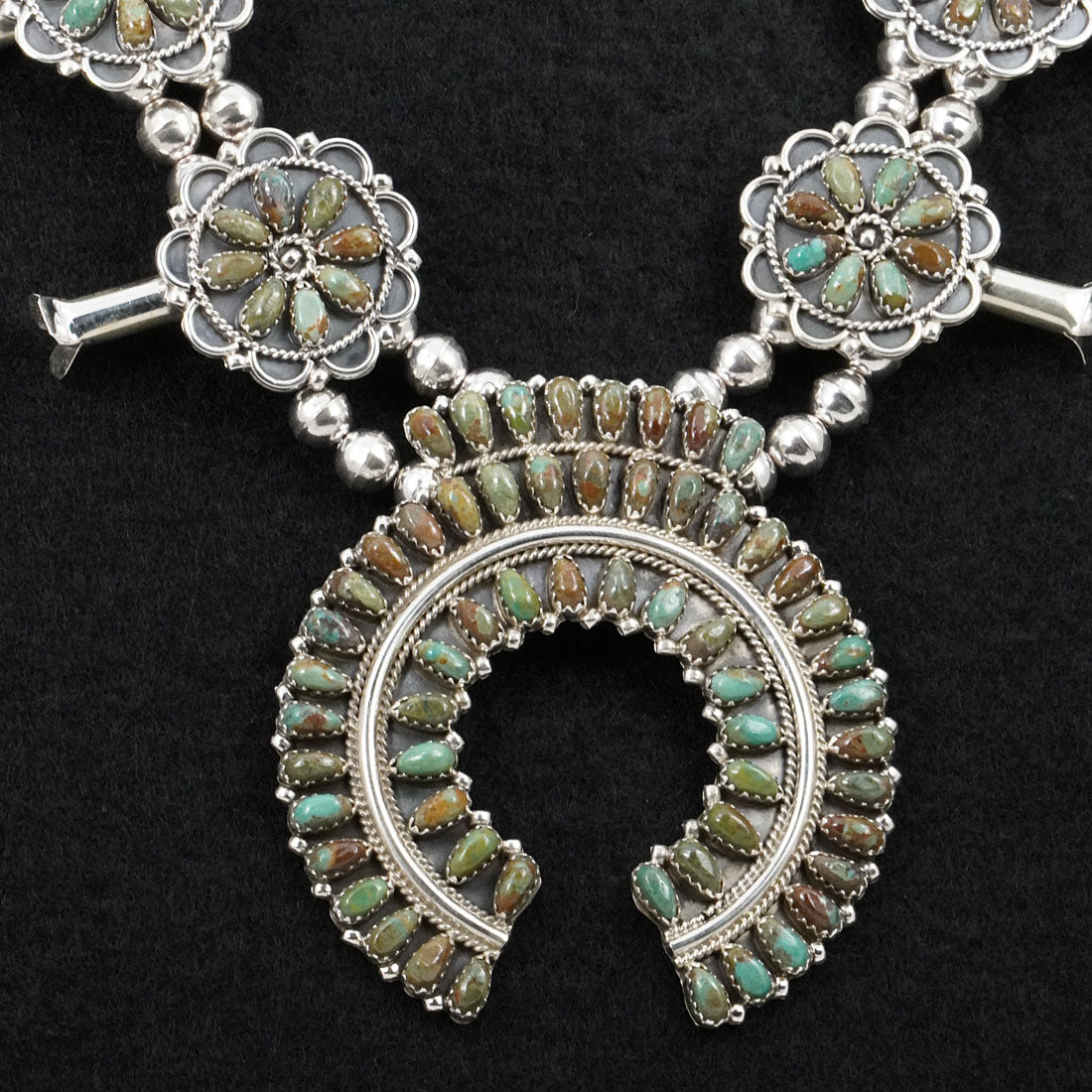 Gerald Mitchell Turquoise & Sterling Silver Squash Blossom Set