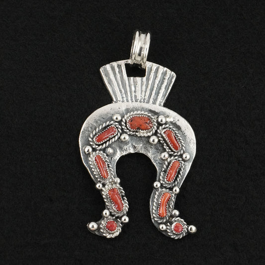 Delbert Arviso Coral & Sterling Silver Pendant