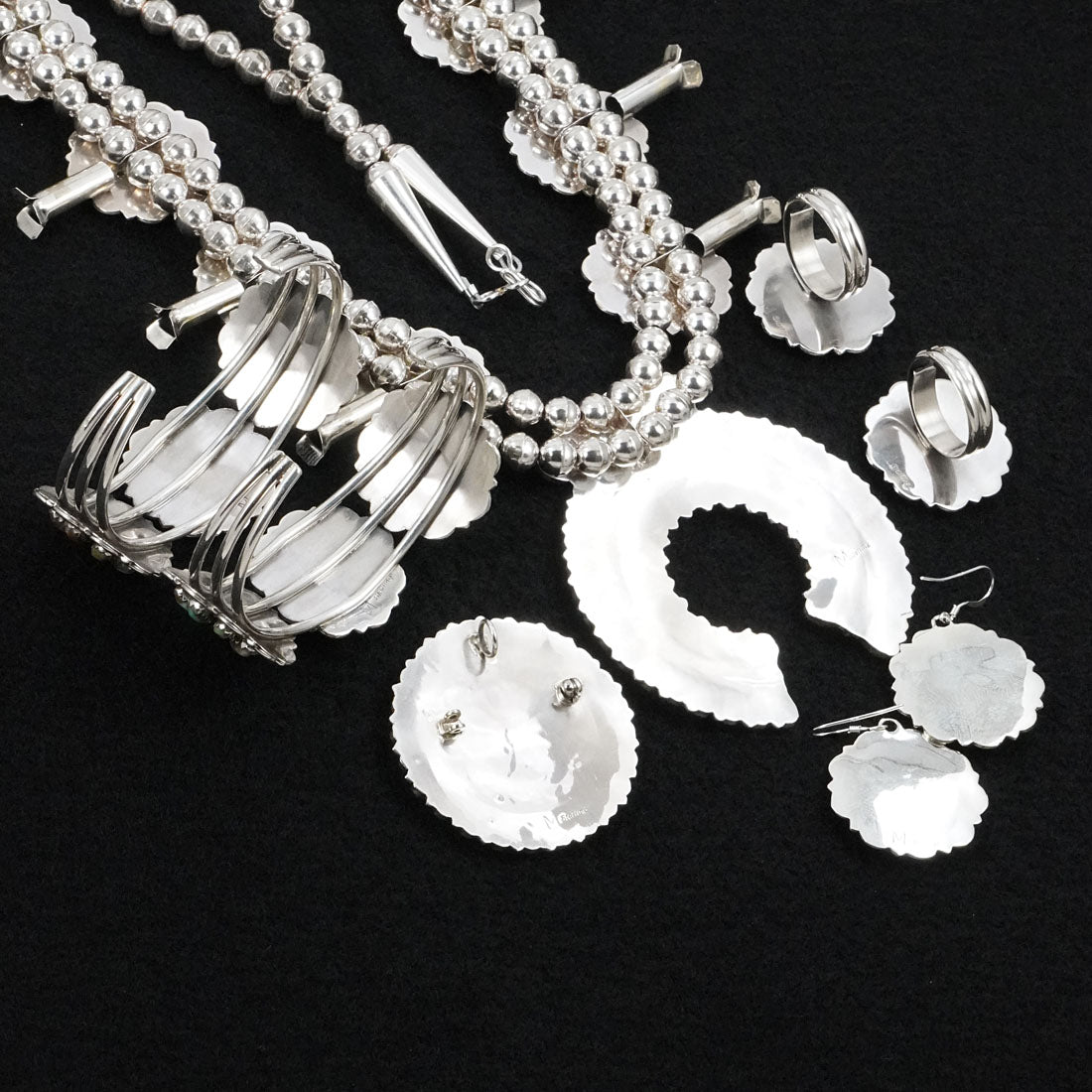 Gerald Mitchell Turquoise & Sterling Silver Squash Blossom Set