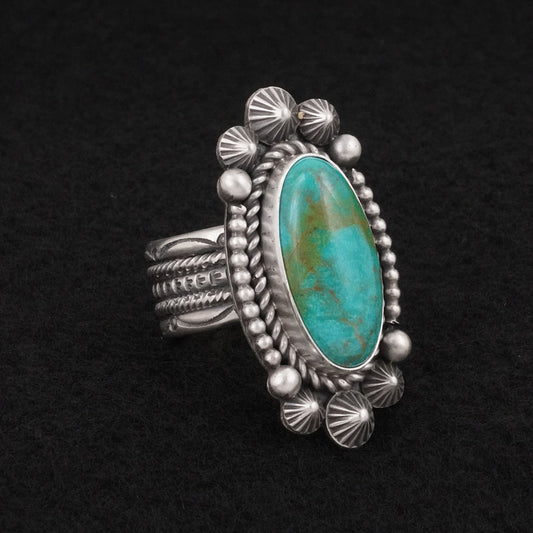 Michael Calladitto Turquoise & Sterling Silver Ring Size 10.5