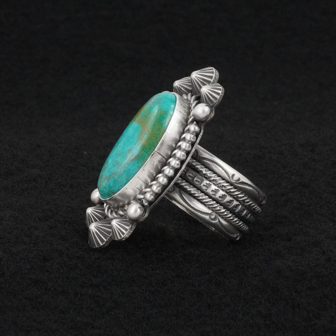Michael Calladitto Turquoise & Sterling Silver Ring Size 10.5