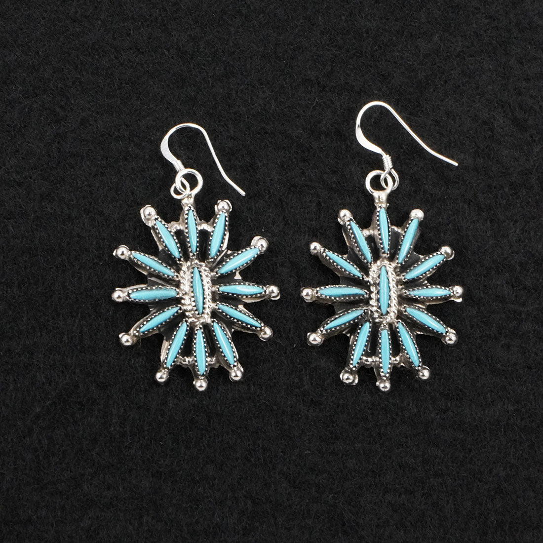 Gerald Etsate Turquoise & Sterling Silver Squash Blossom Set