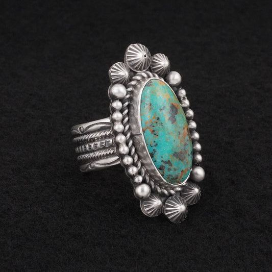 Michael Calladitto Turquoise & Sterling Silver Ring Size 10.5