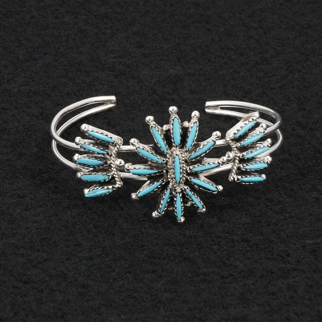Gerald Etsate Turquoise & Sterling Silver Squash Blossom Set
