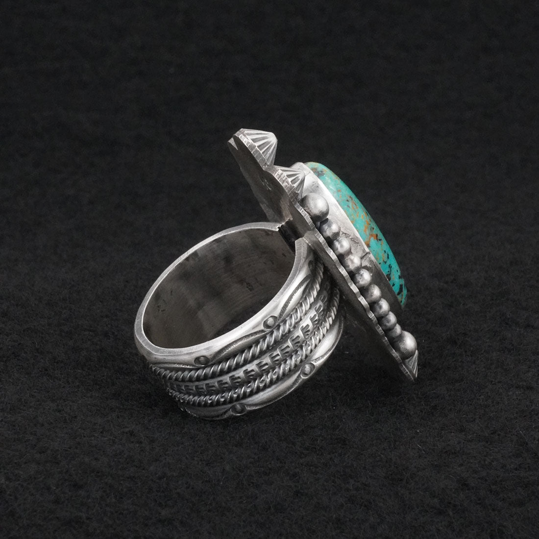Michael Calladitto Turquoise & Sterling Silver Ring Size 10.5
