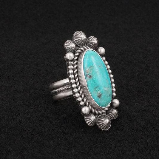 Michael Calladitto Turquoise & Sterling Silver Ring Size 7