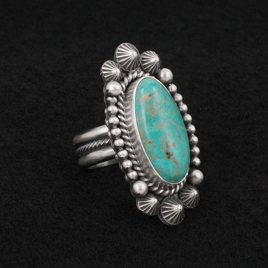 Michael Calladitto Turquoise & Sterling Silver Ring Size 8