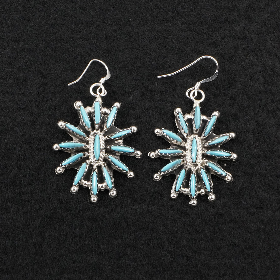 Gerald Etsate Turquoise & Sterling Silver Squash Blossom Set