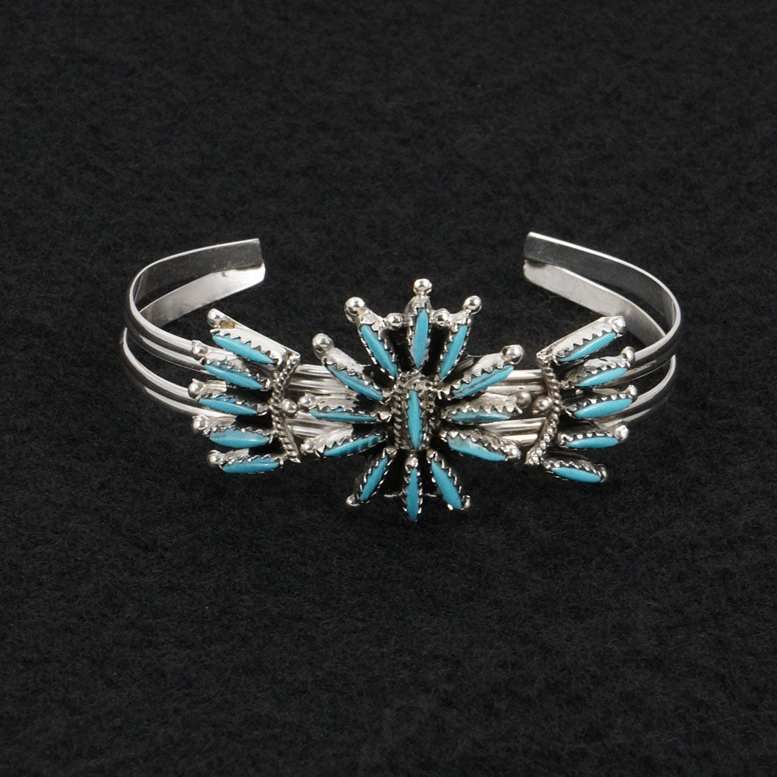 Gerald Etsate Turquoise & Sterling Silver Squash Blossom Set