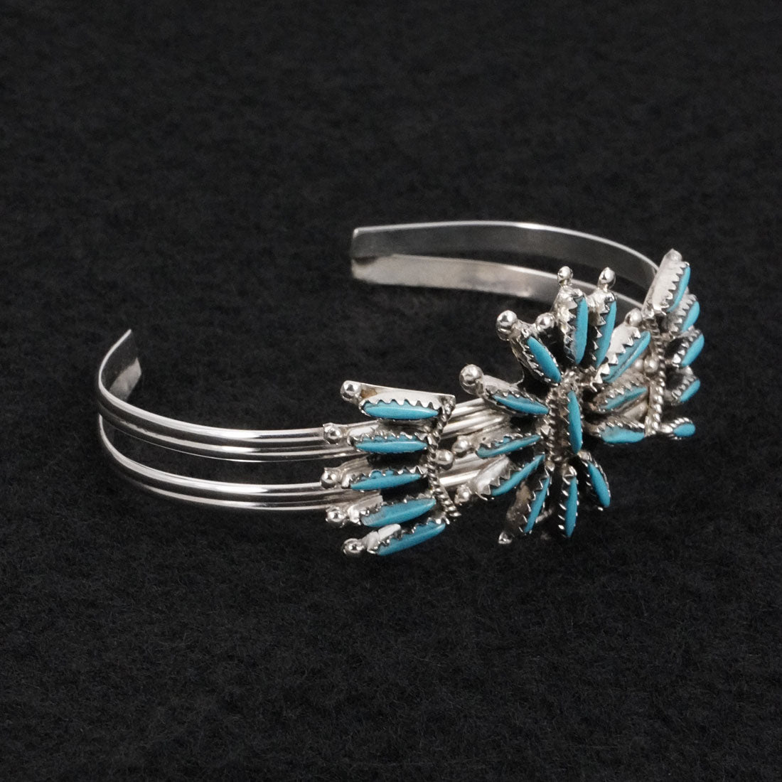 Gerald Etsate Turquoise & Sterling Silver Squash Blossom Set