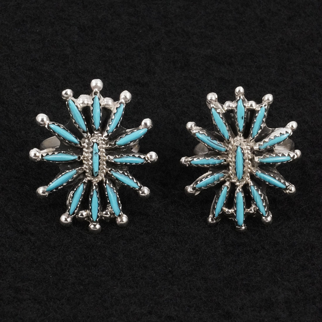 Gerald Etsate Turquoise & Sterling Silver Squash Blossom Set