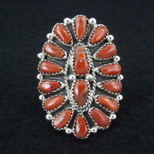 Justina Wilson Coral & Sterling Silver Ring Size 6.75