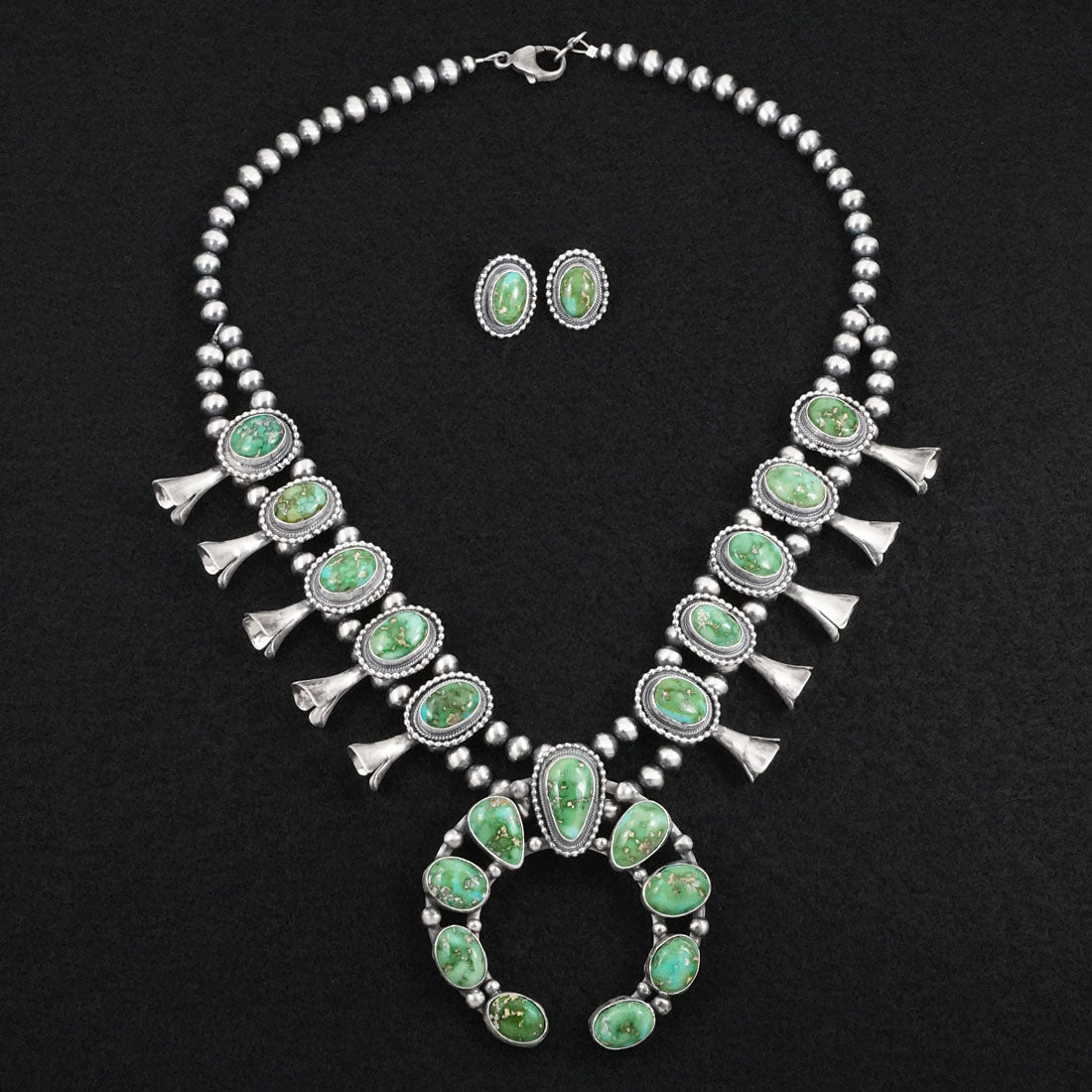 Darrin Livingston Turquoise & Sterling Silver Squash Blossom Set