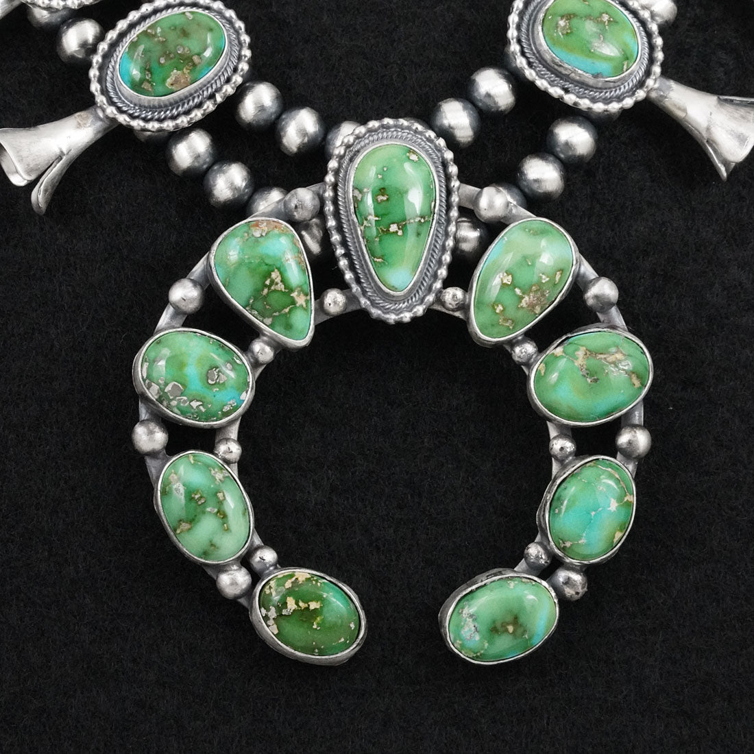 Darrin Livingston Turquoise & Sterling Silver Squash Blossom Set
