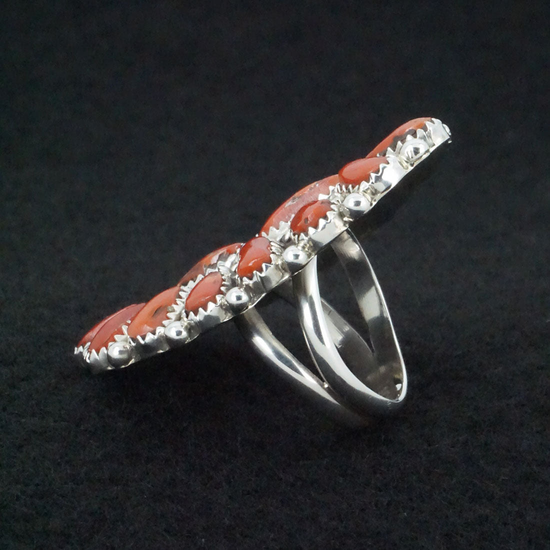 Justina Wilson Coral & Sterling Silver Ring Size 6.75