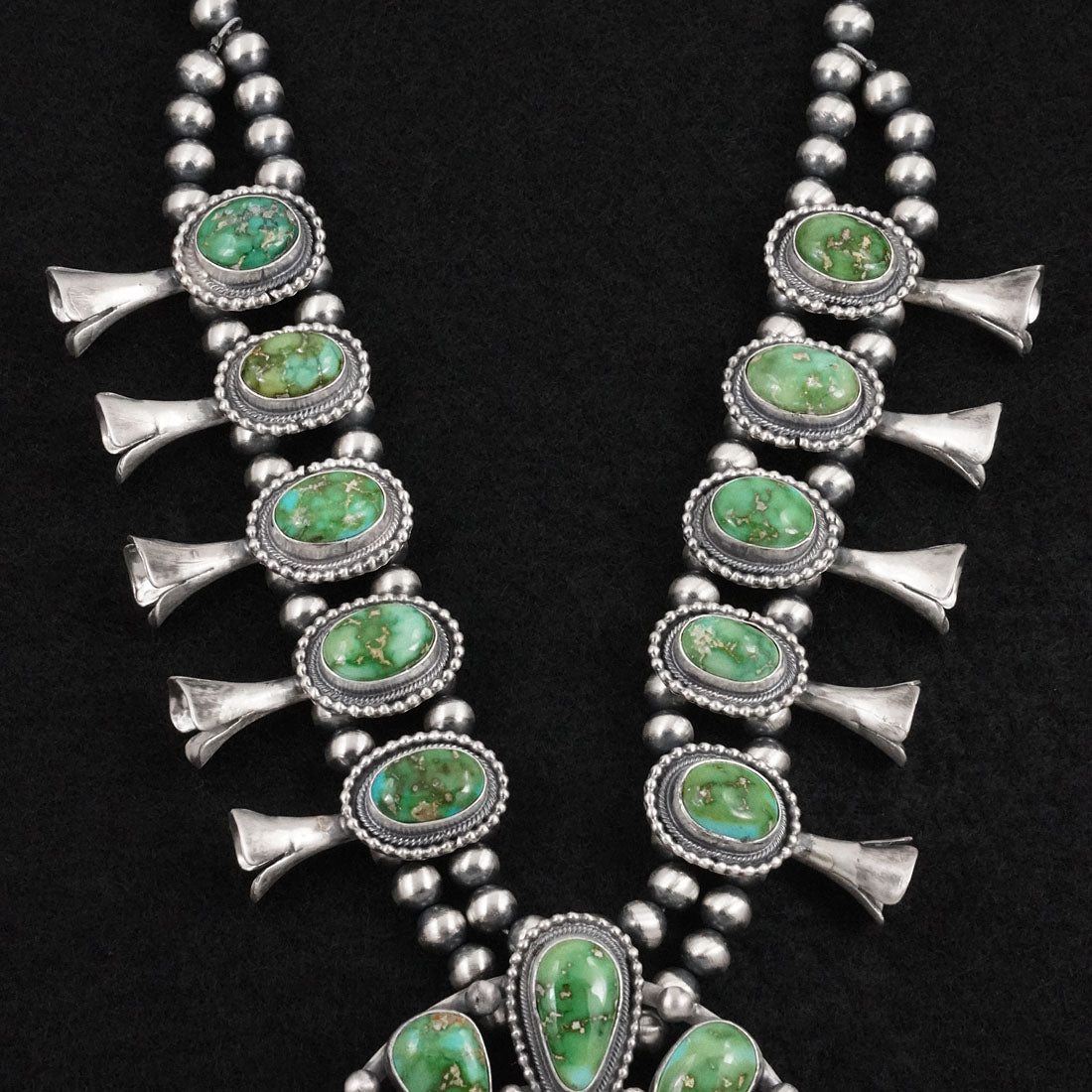 Darrin Livingston Turquoise & Sterling Silver Squash Blossom Set