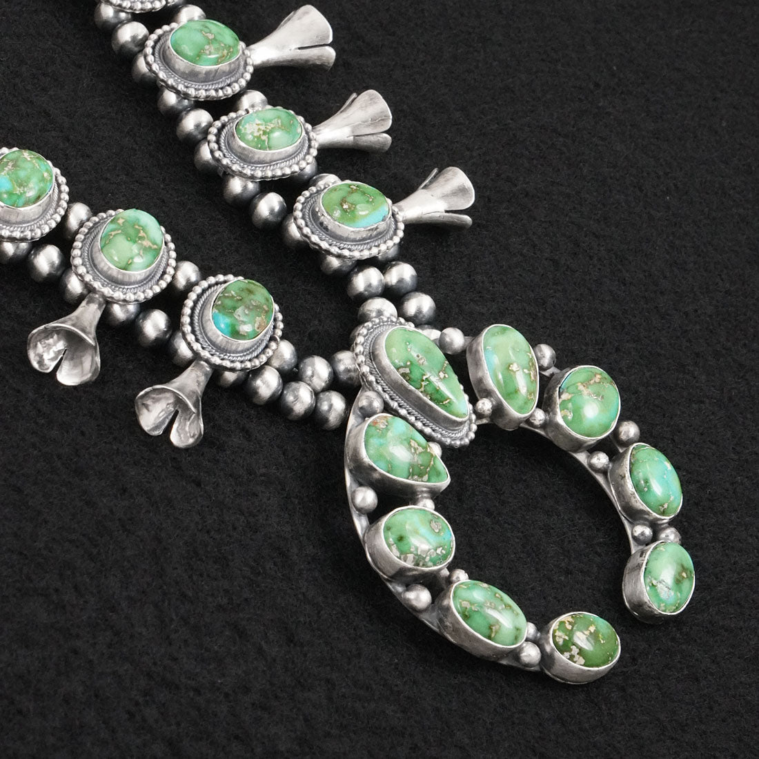 Darrin Livingston Turquoise & Sterling Silver Squash Blossom Set