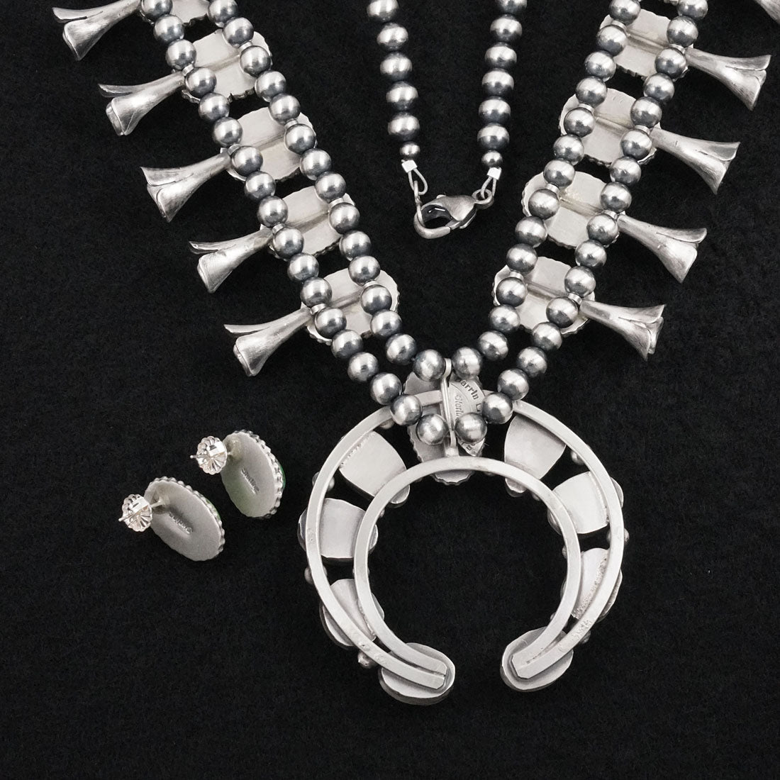 Darrin Livingston Turquoise & Sterling Silver Squash Blossom Set