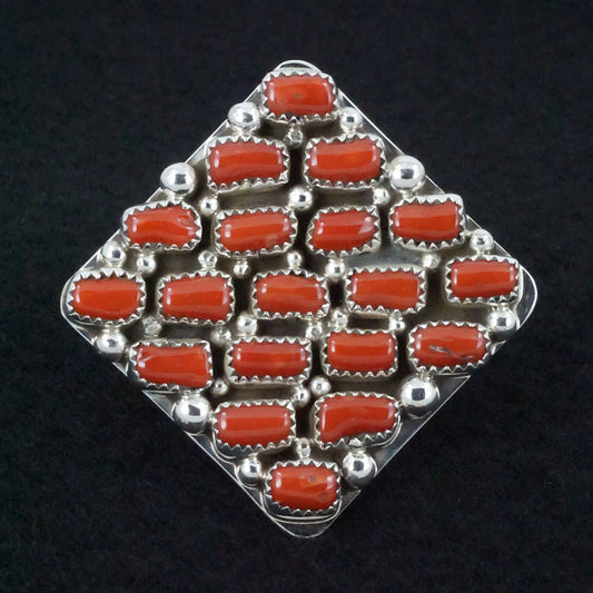 Justina Wilson Coral & Sterling Silver Ring Size 8