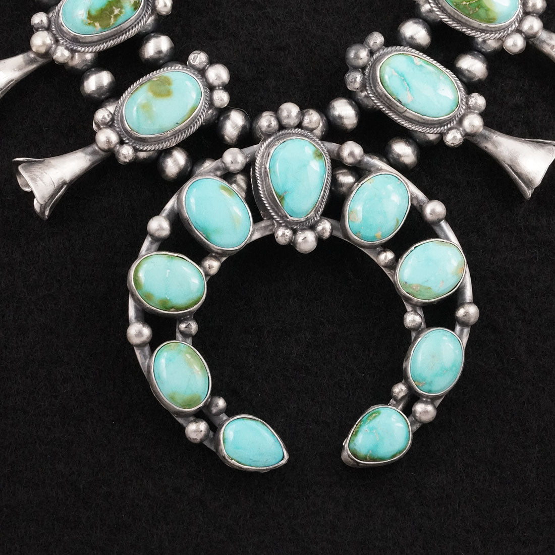 Darrin Livingston Turquoise & Sterling Silver Squash Blossom Set