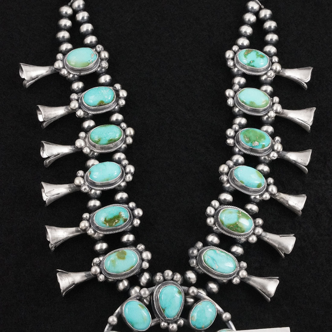 Darrin Livingston Turquoise & Sterling Silver Squash Blossom Set