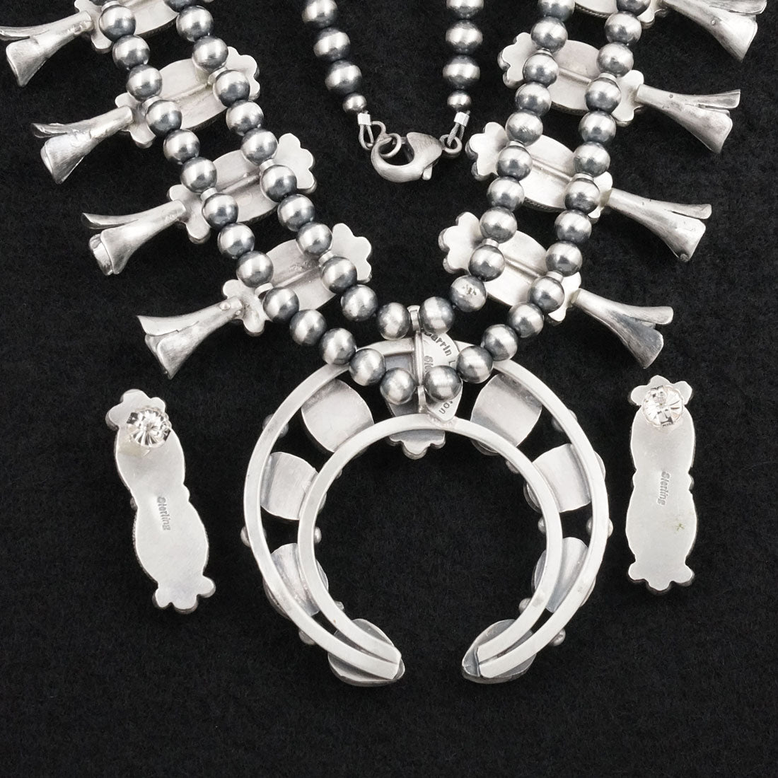 Darrin Livingston Turquoise & Sterling Silver Squash Blossom Set