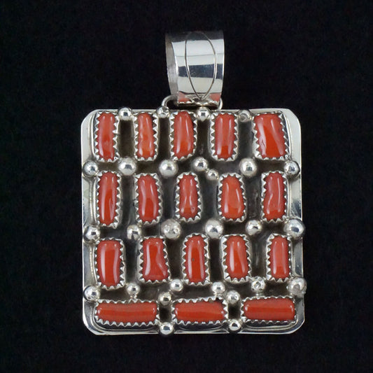 Darlene Begay Coral & Sterling Silver Pendant