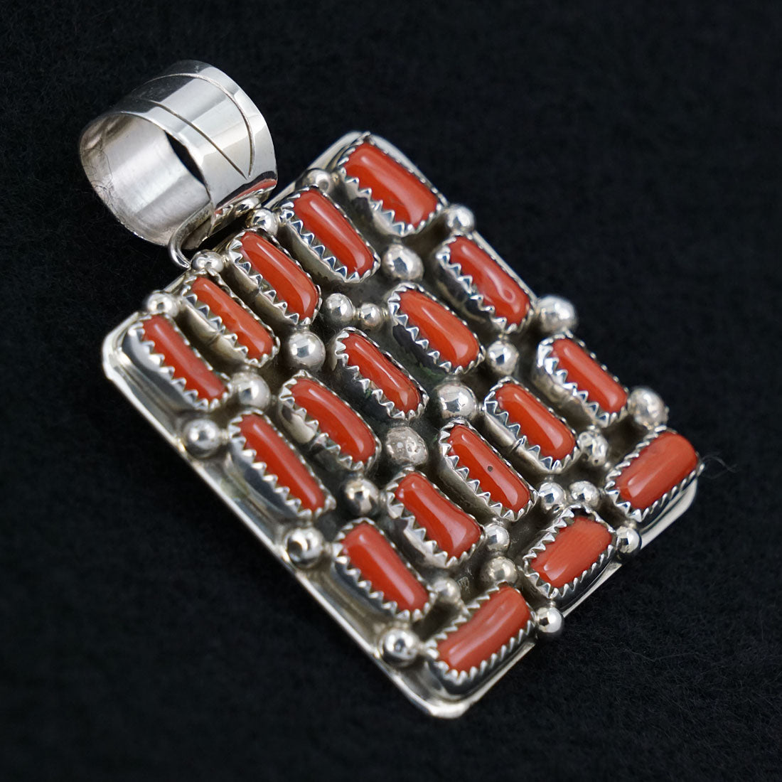 Darlene Begay Coral & Sterling Silver Pendant