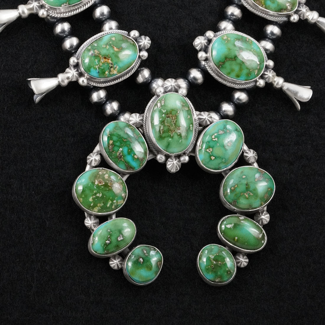 Darrin Livingston Turquoise & Sterling Silver Squash Blossom Set