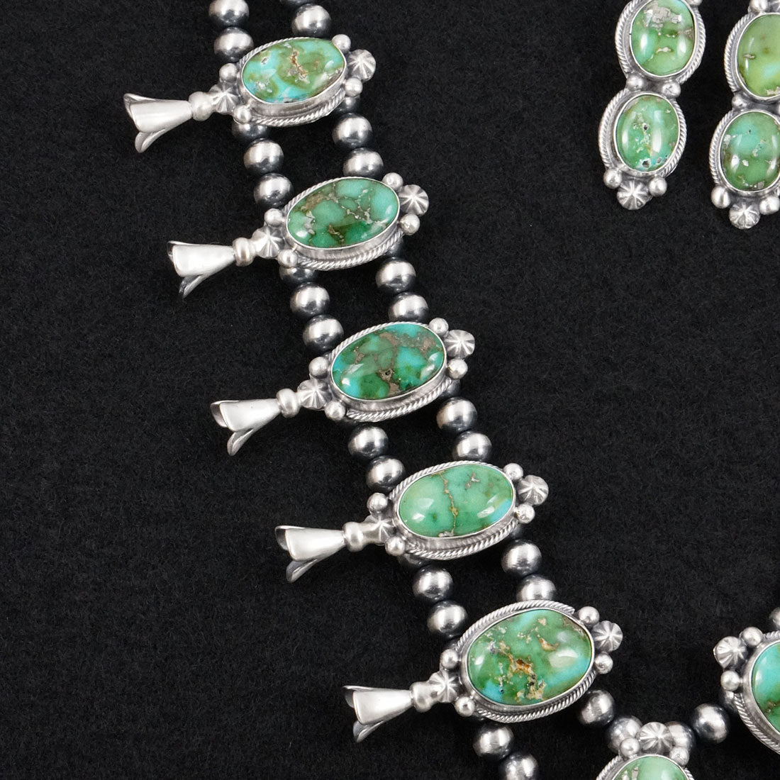 Darrin Livingston Turquoise & Sterling Silver Squash Blossom Set