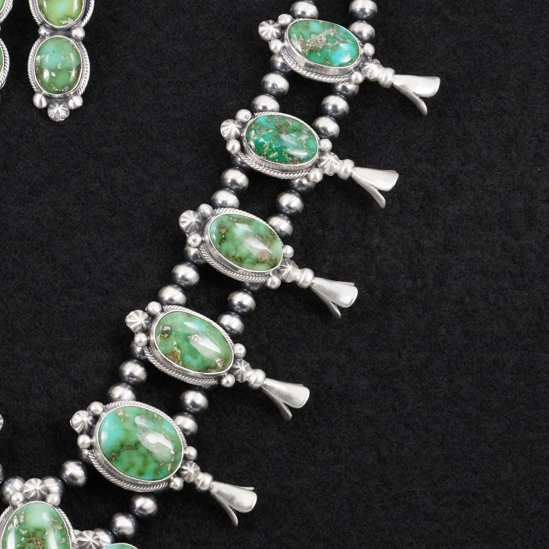 Darrin Livingston Turquoise & Sterling Silver Squash Blossom Set