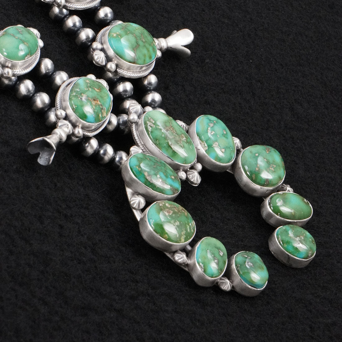 Darrin Livingston Turquoise & Sterling Silver Squash Blossom Set