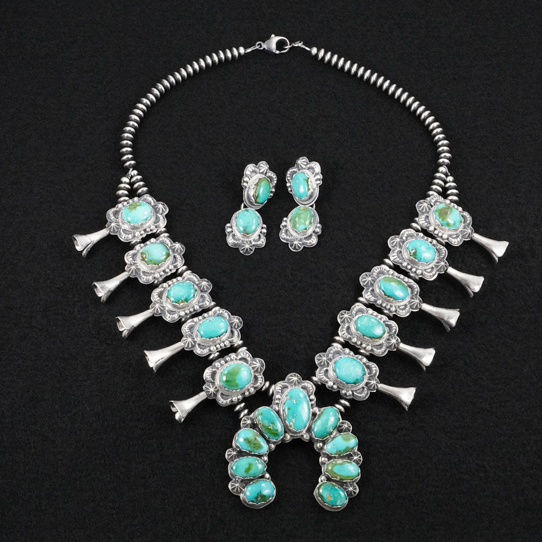 Randy Boyd Turquoise & Sterling Silver Squash Blossom Set