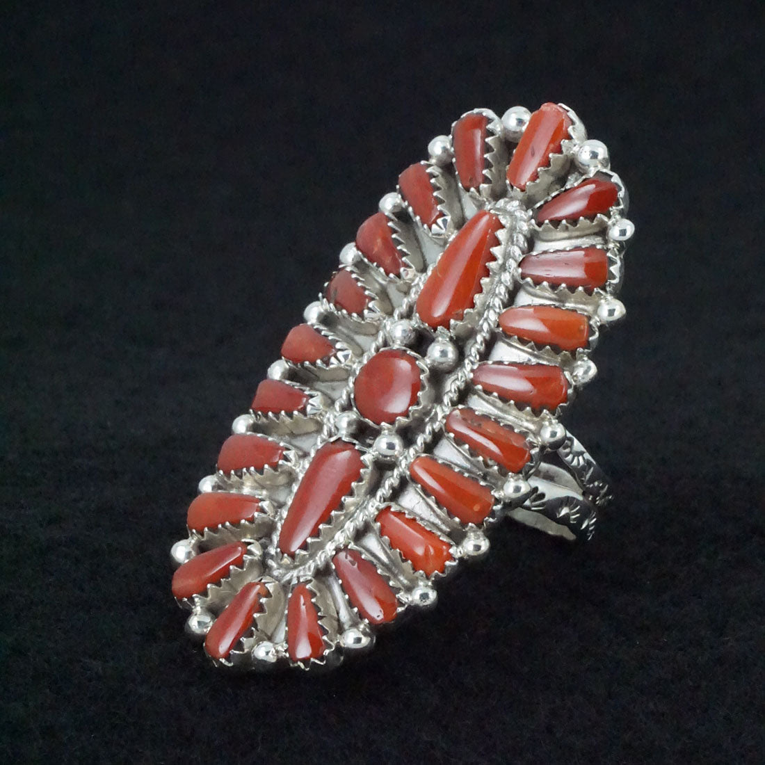 Donovan Wilson Coral & Sterling Silver Ring Size 9.75