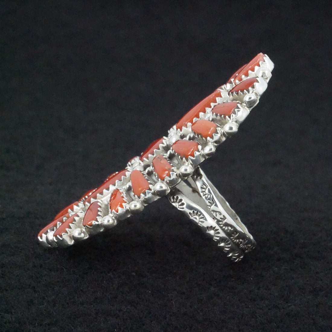 Donovan Wilson Coral & Sterling Silver Ring Size 9.75