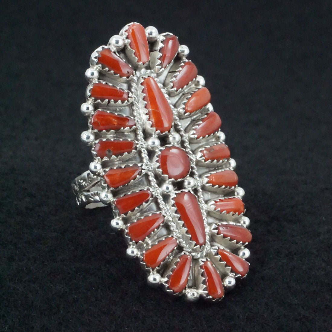 Donovan Wilson Coral & Sterling Silver Ring Size 9.75