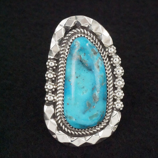 Leslie Nez Turquoise & Sterling Silver Ring Size 7.75