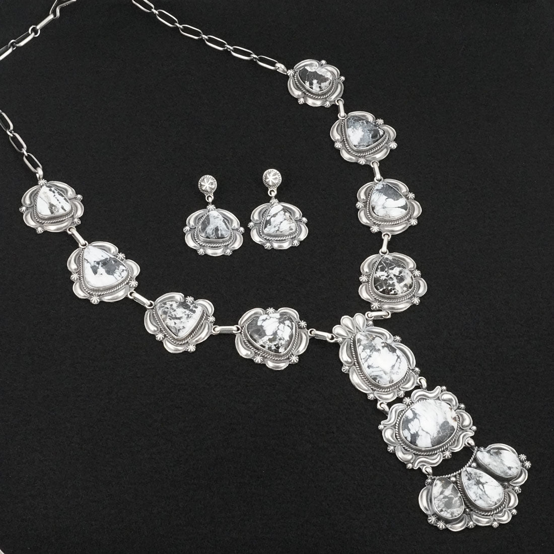 Raymond Delgarito White Buffalo & Sterling Silver Necklace Set