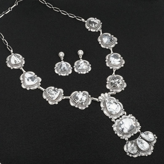 Raymond Delgarito White Buffalo & Sterling Silver Necklace Set