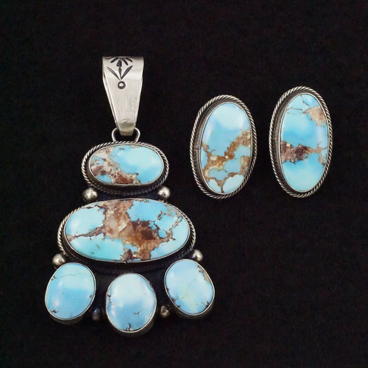 Darrin Livingston Turquoise & Sterling Silver Earrings & Pendant