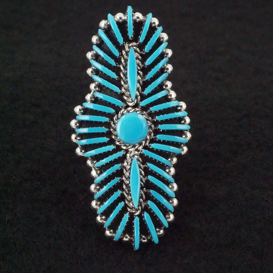 Edmund Cooeyate Turquoise & Sterling Silver Ring Size 6.75