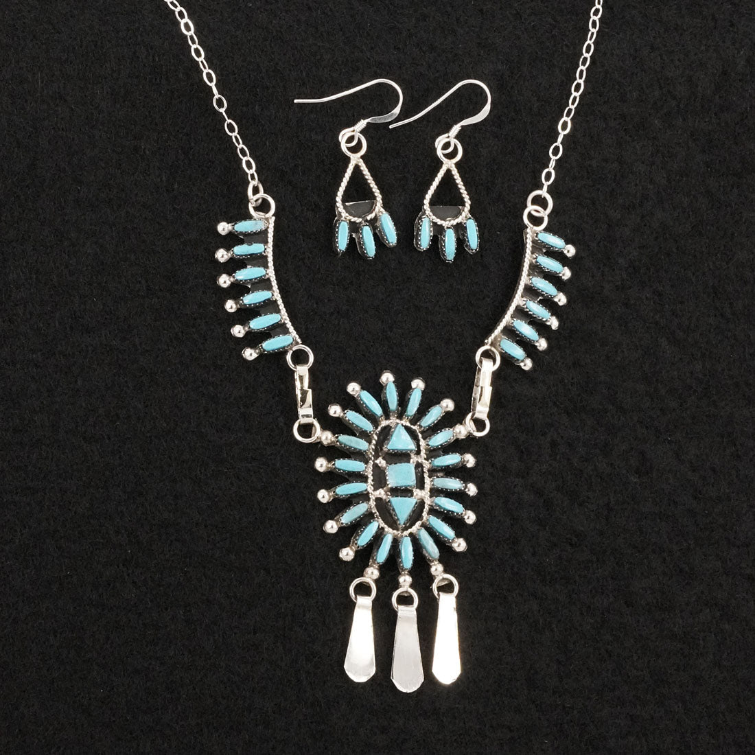 Evonne Hustito Turquoise & Sterling Silver Necklace & Earrings