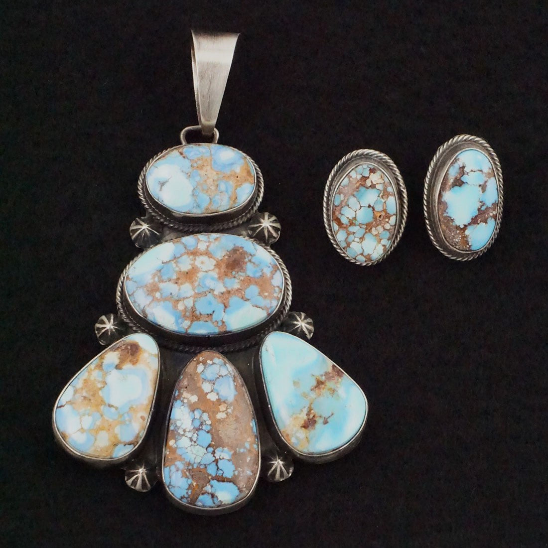 Darrin Livingston Turquoise & Sterling Silver Earrings & Pendant