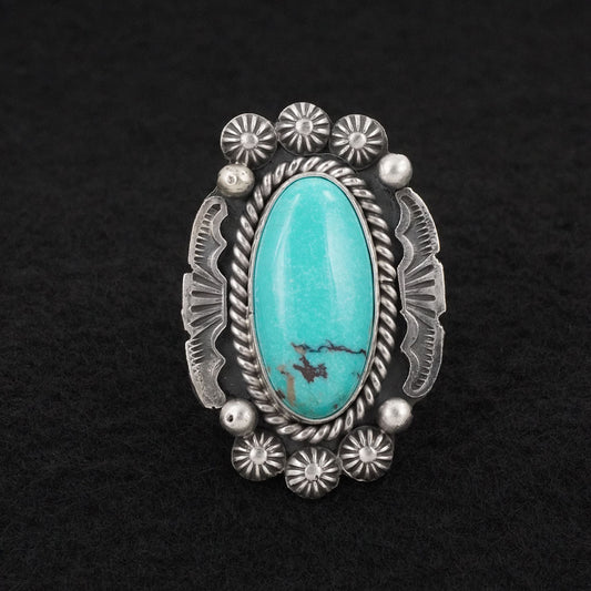 Michael Calladitto Turquoise & Sterling Silver Ring Size 8