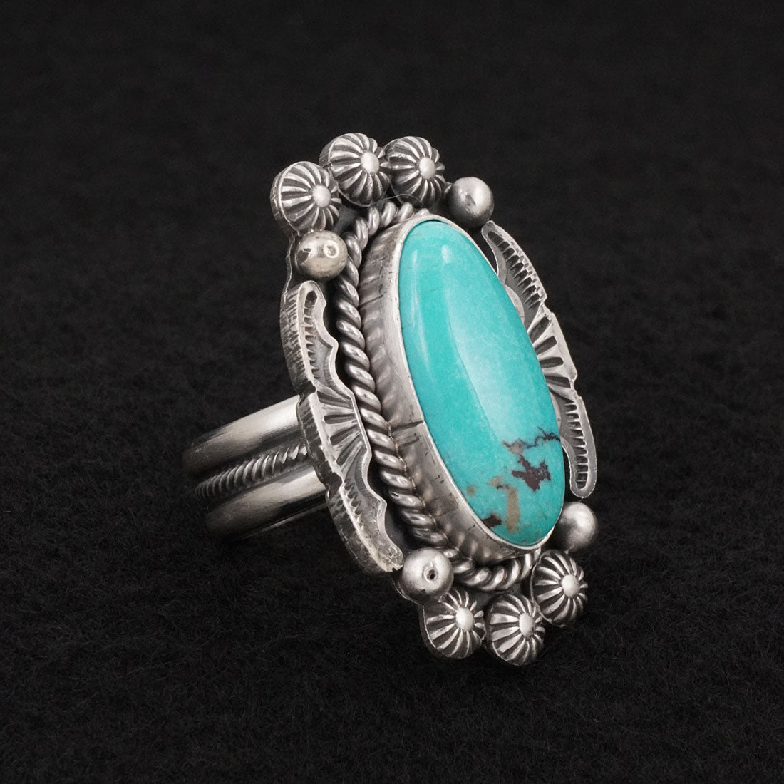 Michael Calladitto Turquoise & Sterling Silver Ring Size 8