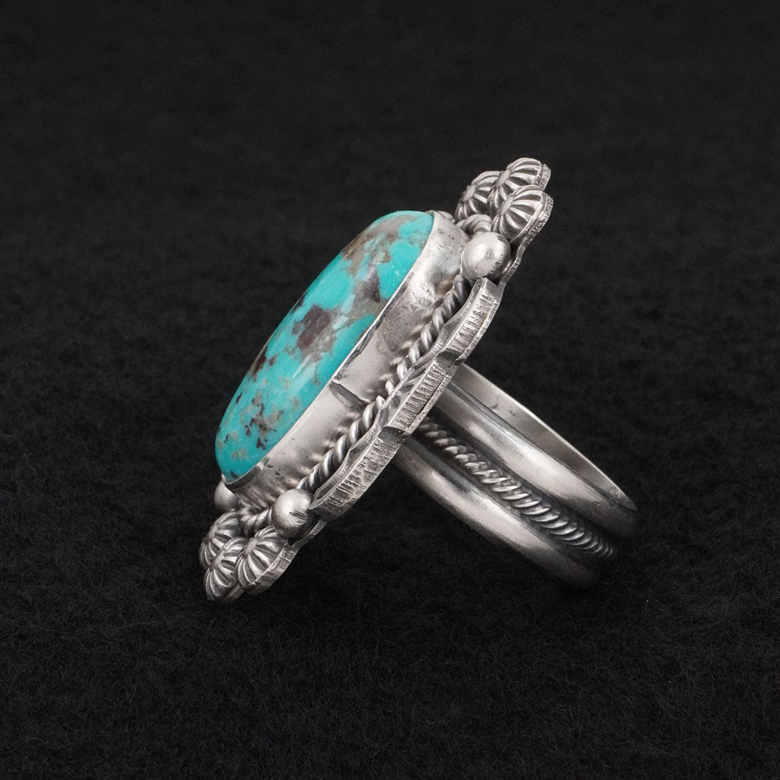 Michael Calladitto Turquoise & Sterling Silver Ring Size 7.5