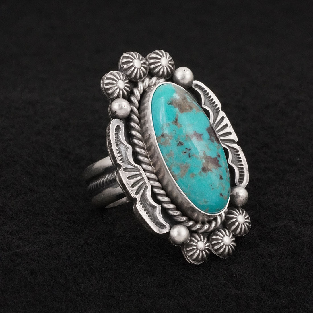 Michael Calladitto Turquoise & Sterling Silver Ring Size 7.5