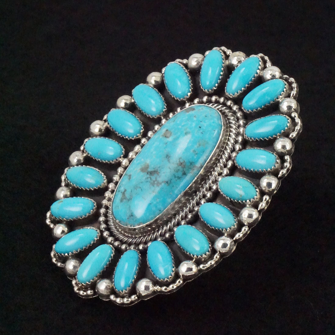 Hemerson Brown Turquoise & Sterling Silver Ring Sz. 9 Adj.