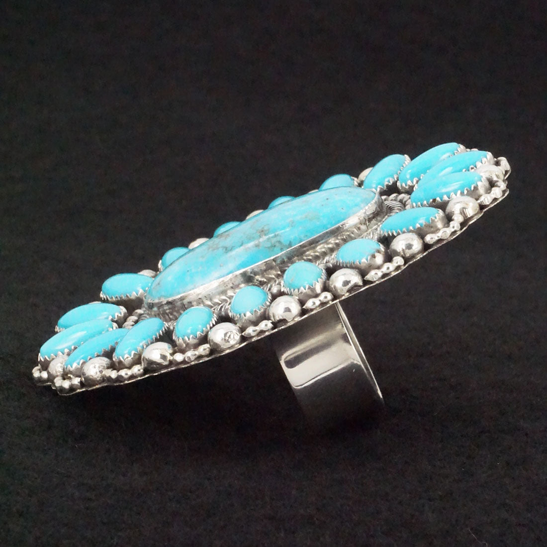 Hemerson Brown Turquoise & Sterling Silver Ring Sz. 9 Adj.